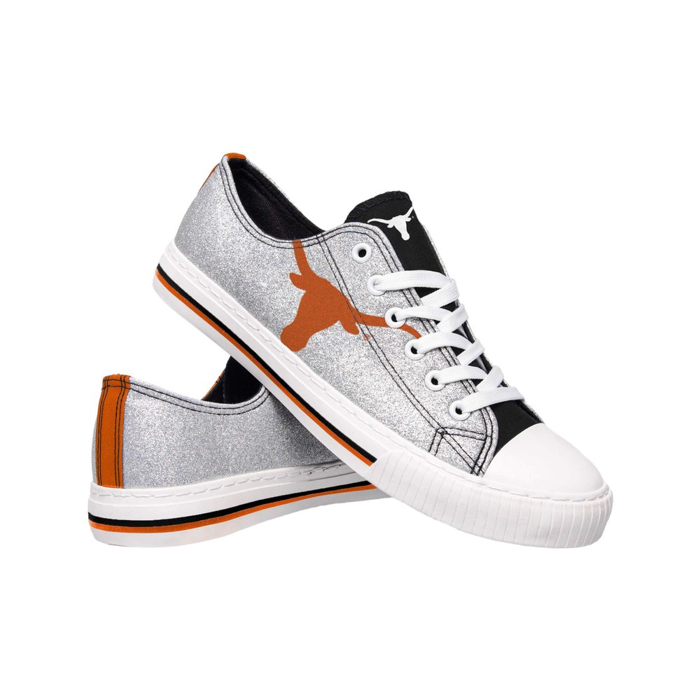 FOCO Texas Longhorns NCAA Womens Glitter Low Top Canvas Shoes - 7