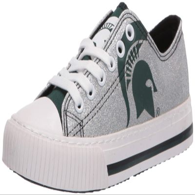 FOCO Michigan State Spartans NCAA Womens Glitter Low Top Canvas Shoes - 10