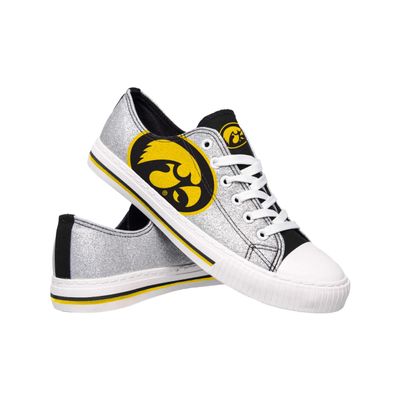 FOCO Iowa Hawkeyes NCAA Womens Glitter Low Top Canvas Shoes - 8