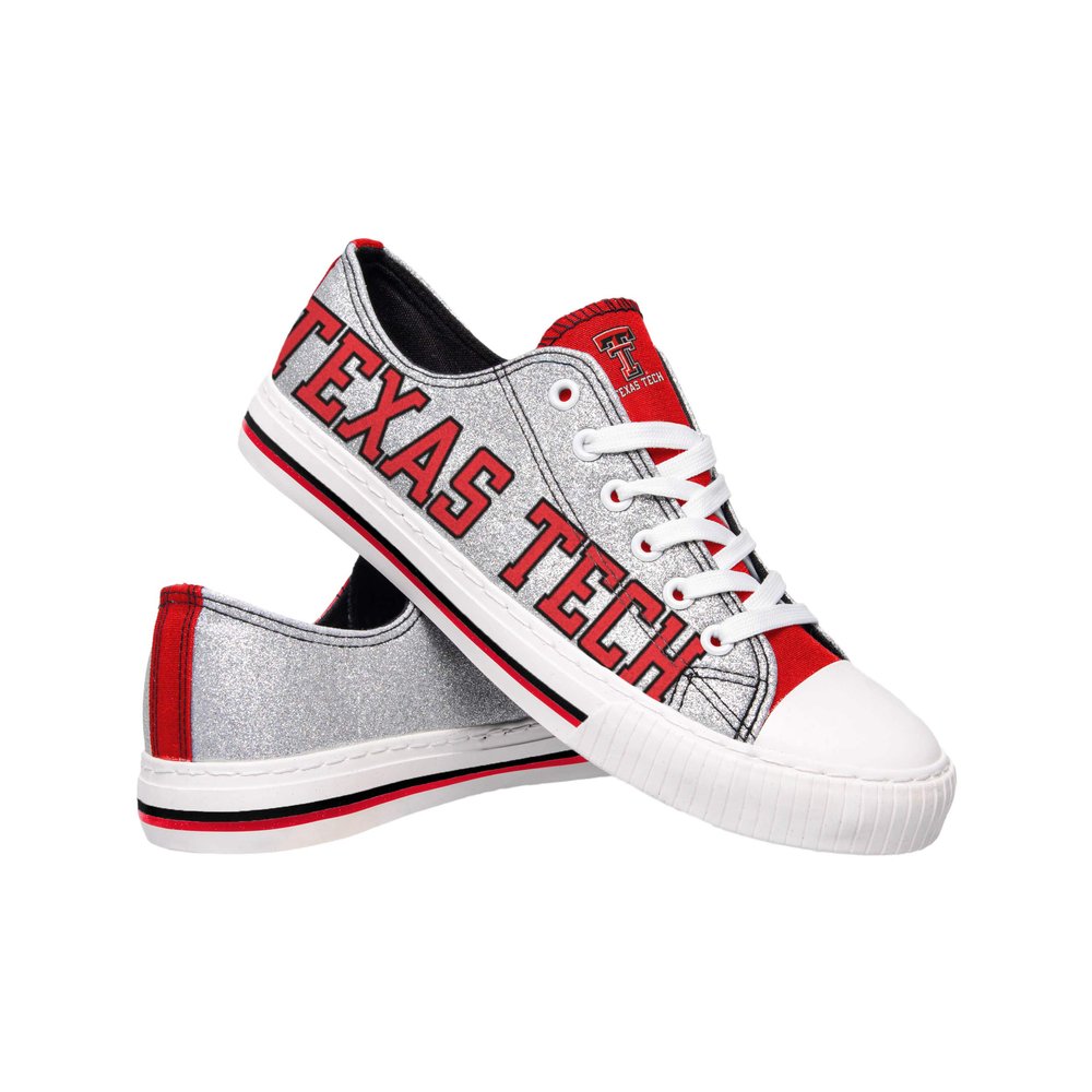 FOCO Texas Tech Red Raiders NCAA Womens Glitter Low Top Canvas Shoes - 6