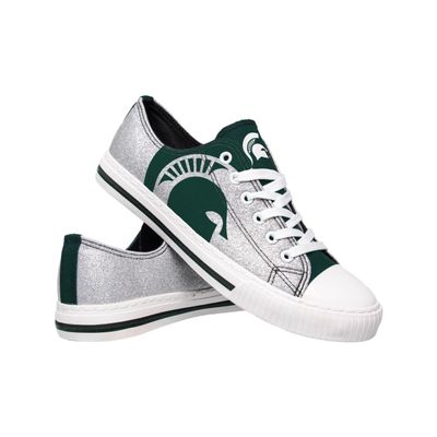 FOCO Michigan State Spartans NCAA Womens Glitter Low Top Canvas Shoes - 6