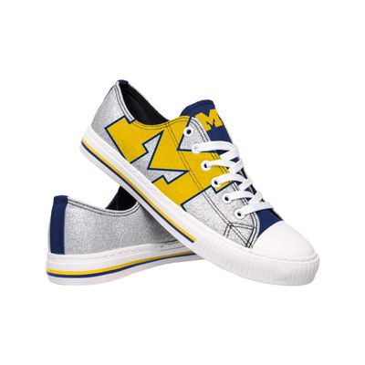 FOCO Michigan Wolverines NCAA Womens Glitter Low Top Canvas Shoes - 6