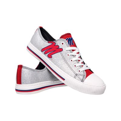 FOCO Ole Miss Rebels NCAA Womens Glitter Low Top Canvas Shoes - 7