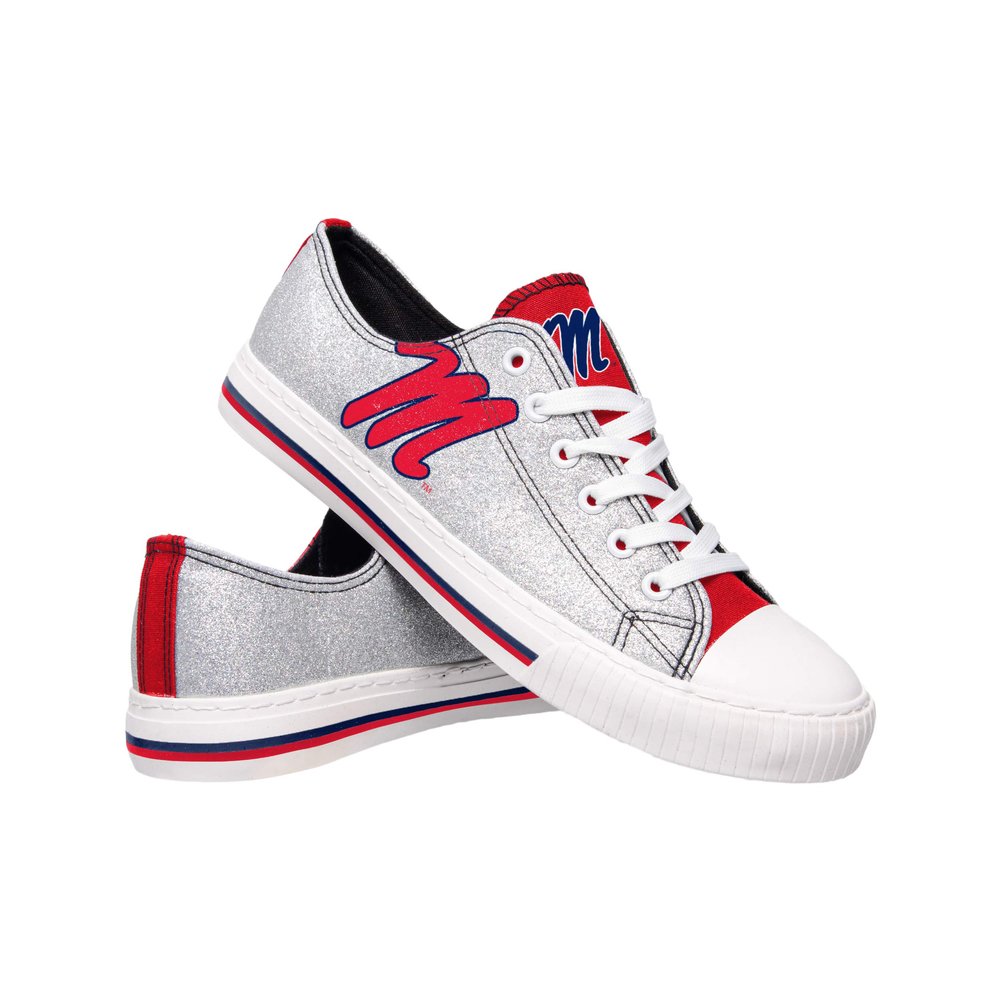 FOCO Ole Miss Rebels NCAA Womens Glitter Low Top Canvas Shoes - 7
