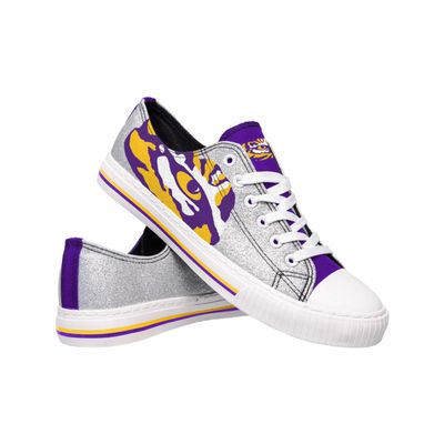 FOCO LSU Tigers NCAA Womens Glitter Low Top Canvas Shoes - 7