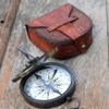 Black Compass Nautical Sundial Style Compass Handmade Leather Case Vintage Marine Working Compass Gift view 1