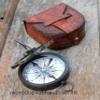 Black Compass Nautical Sundial Style Compass Handmade Leather Case Vintage Marine Working Compass Gift view 3