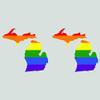 Magnet Two Pack Michigan State Shaped Gay Pride Rainbow Flag Magnetic Vinyl LGBT MI Car Magnet Bumper Sticker view 1