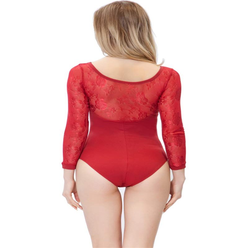 ModLatBal Long Sleeve Lace Leotards for Womens Ballet Dance Gymnastics Bodysuit