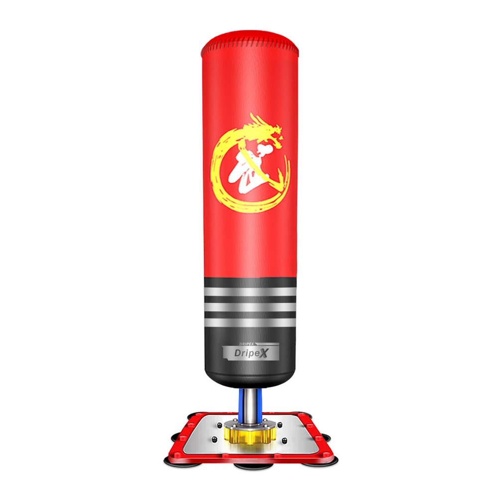 Dripex Freestanding Punching Bag - 47/4ft Boxing Bag with Suction Cups Base, Standing Taekwondo Punching Bags for Youth Training, Home Workout/Boxing, Kickboxing, Practice Karate & MMA|Red