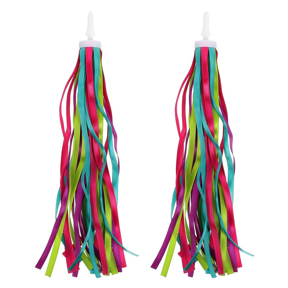 BESPORTBLE 1 Pair Kids Bike Handlebar Streamers Ribbons Bicycle Grips Tassels for Children Baby Carrier Accessories - Colorful