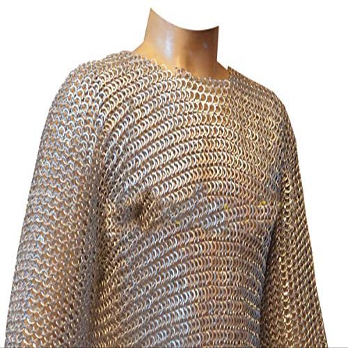 Medieval XL Aluminum Round Riveted Flat Washer Chain Mail Shirt 9MM 16 Gauge ABS (Silver Anodized)