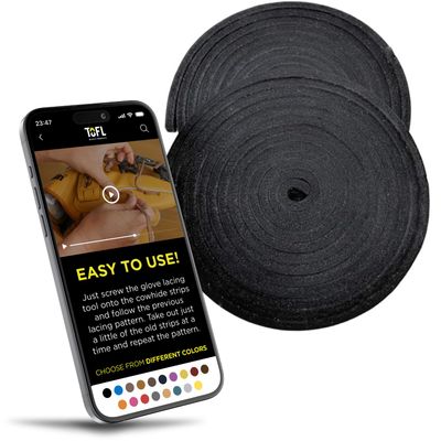 TOFL Baseball Glove Lace Kit | Leather Lacing for Baseball & Softball Glove Repair - 72" Long Strips - Black 2