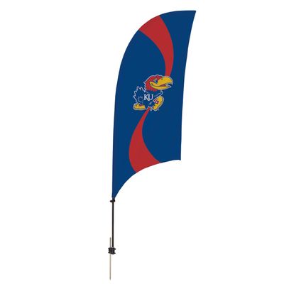 Kansas Jayhawks College Sports Printed Feather Flag - NCAA Licensed - Super Polyester - School Banner (Blue, Red) (7.5' Spike Base)