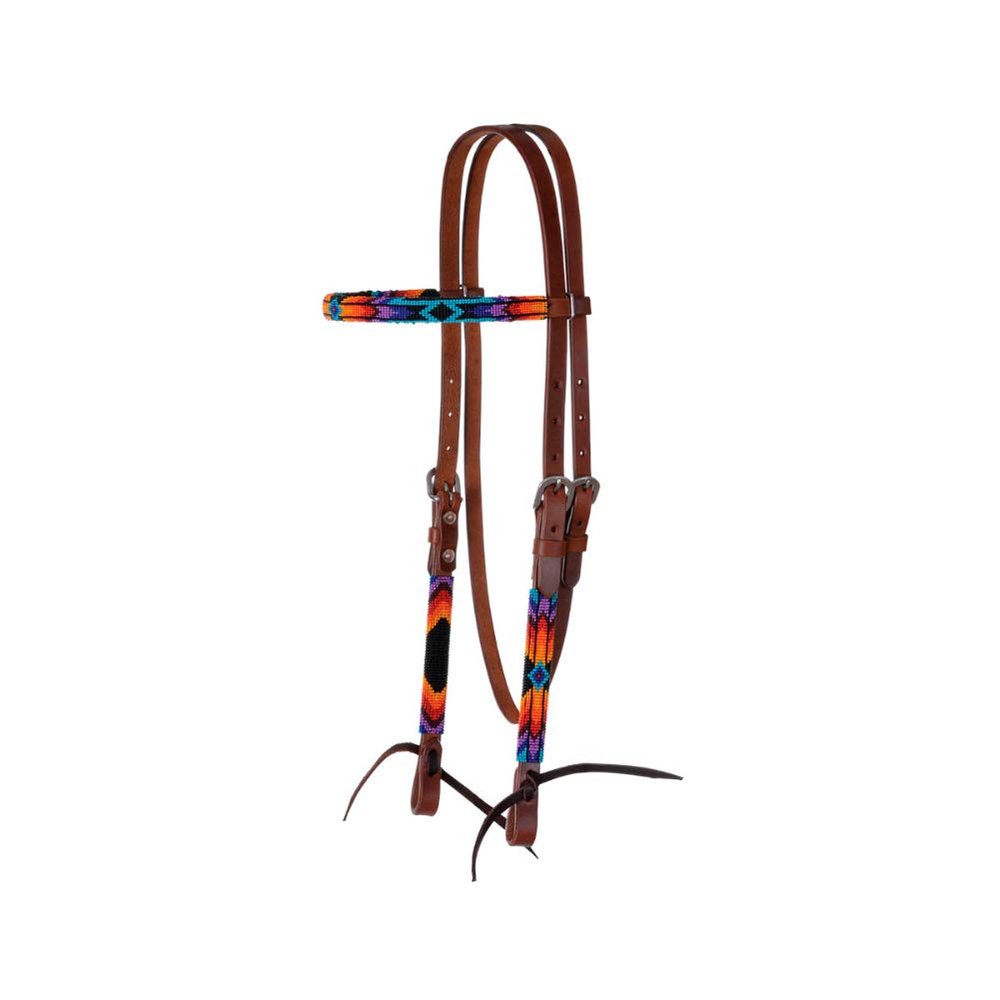 Circle Y Infinity Wrap Bead Browband Headstall for Horse, Sunset