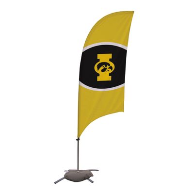 Iowa Hawkeyes College Sports Printed Feather Flag - NCAA Licensed - Super Polyester - School Banner (Gold, Black) (7.5' Cross Base)