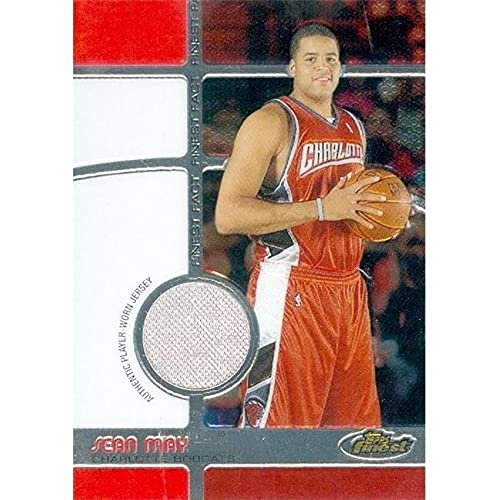Autograph Warehouse 377303 Sean May Player Worn Jersey Patch Basketball Card - Charlotte Bobcats 2006 Topps Finest No.FFRSM
