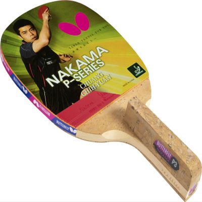 Butterfly Nakama P3 Japanese Penhold Table Tennis Racket | Nakama Series | Offers Tremendous Speed with Heavy Spin | Recommended for Advanced Level Players, Natural/red/Black, NAKP3