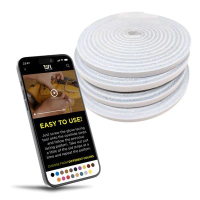 TOFL Baseball Glove Lace Kit | Leather Lacing for Baseball & Softball Glove Repair - 72" Long Strips - 4 White Leather Strips