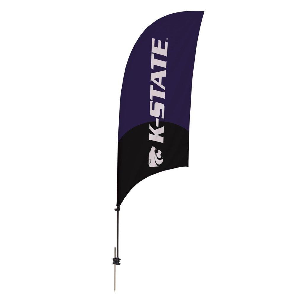 Kansas State Wildcats College Sports Printed Feather Flag - NCAA Licensed - Super Polyester - School Banner (Purple, White, Black) (7.5' Spike Base)