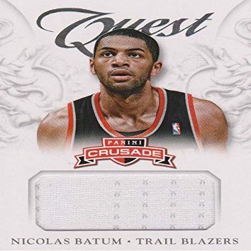 Autograph Warehouse 388271 Nicolas Batum Player Worn Jersey Patch Basketball Card - Portland Trail Blazers 2013 Panini Crusade Quest No.49
