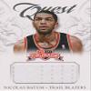 Autograph Warehouse 388271 Nicolas Batum Player Worn Jersey Patch Basketball Card - Portland Trail Blazers 2013 Panini Crusade Quest No.49 view 1