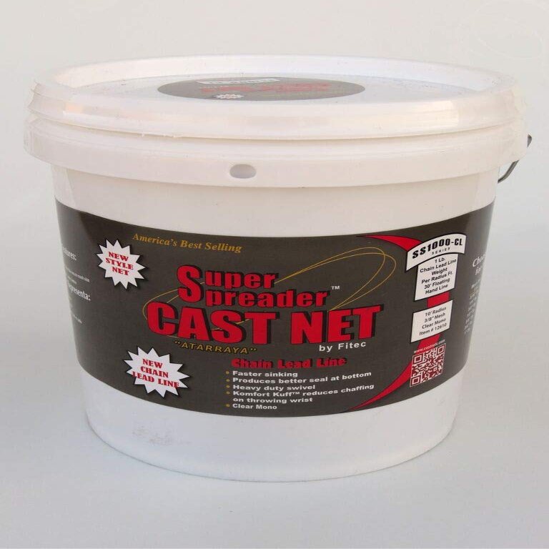 Super Spreader 12710 10 ft. x 1 in. Mesh, S1000-CL Chain Leaded Cast Net Clear, 1 lb wt