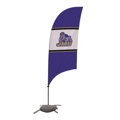 James Madison Dukes College Sports Printed Feather Flag - NCAA Licensed - Super Polyester - School Banner (Purple, White, Gold) (7.5' Cross Base)
