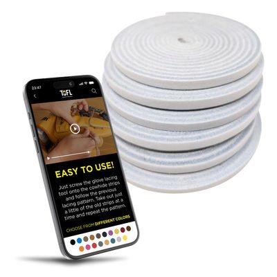 TOFL Baseball Glove Lace Kit | Leather Lacing for Baseball & Softball Glove Repair - 72" Long Strips - White 6
