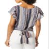 A. Byer Flutter Sleeve Tie Back Cropped Top (Junior's), Floral Mix up Stripe, XL view 2