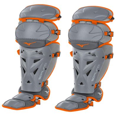 Mizuno Samurai Fastpitch Softball Women's Shin Guards 15" Grey/Orange