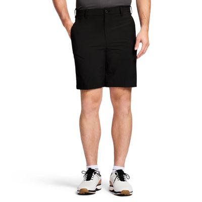 IZOD Mens Saltwater Stretch Flat-front Chino Pants Golf Shorts, Black, 30 US
