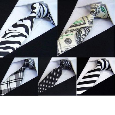 5 Packs Ties For Man 100% Microfiber Necktie Squared Stripe Banknote Design (C5)