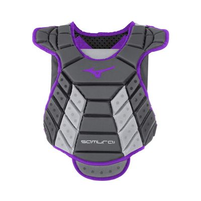 Mizuno Samurai Women's Fastpitch Softball Chest Protector 14'' Grey/Purple