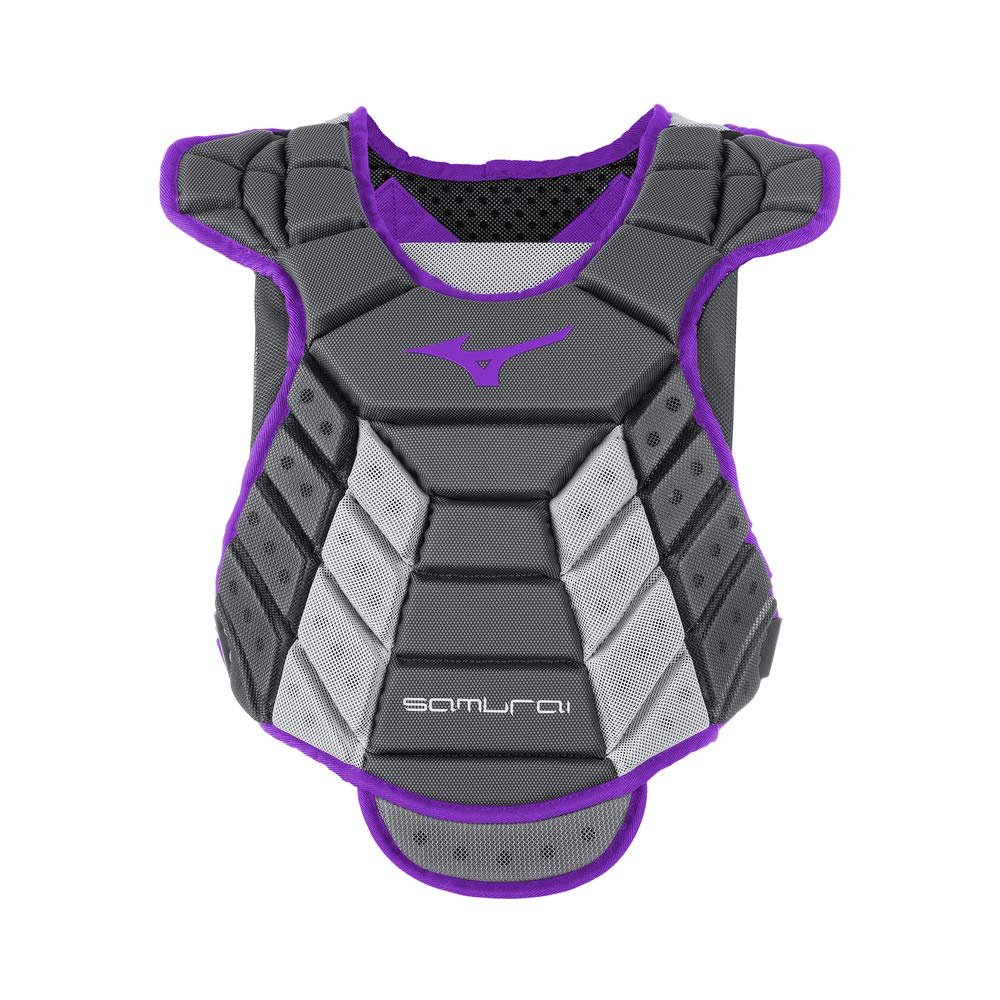 Mizuno Samurai Women's Fastpitch Softball Chest Protector 14'' Grey/Purple