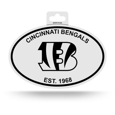 Rico Industries NFL Football Cincinnati Bengals Oval Black and White Sticker