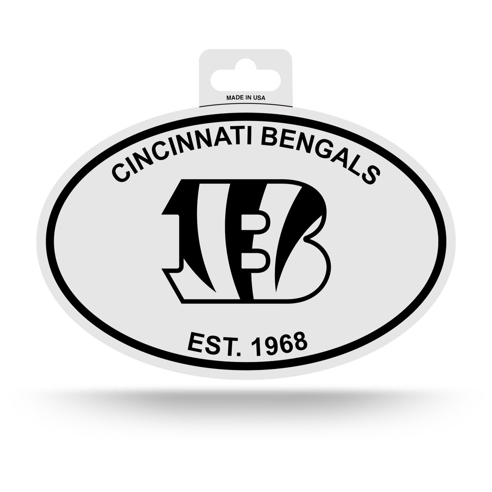 Rico Industries NFL Football Cincinnati Bengals Oval Black and White Sticker