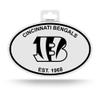 Rico Industries NFL Football Cincinnati Bengals Oval Black and White Sticker view 1