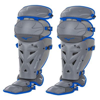 Mizuno Samurai Fastpitch Softball Women's Shin Guards 16" Grey/Royal