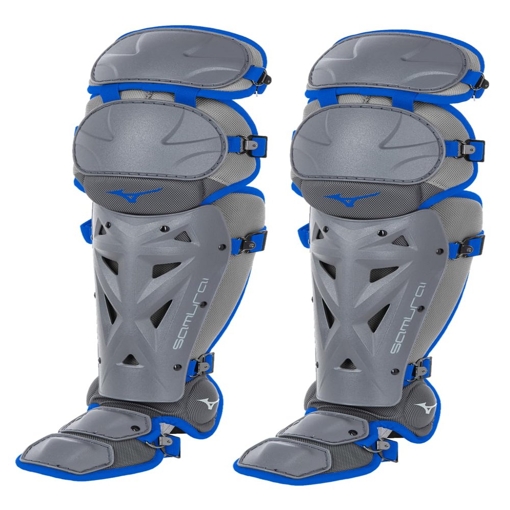 Mizuno Samurai Fastpitch Softball Women's Shin Guards 16" Grey/Royal