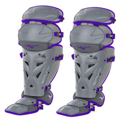 Mizuno Samurai Fastpitch Softball Women's Shin Guards 15" Grey/Purple