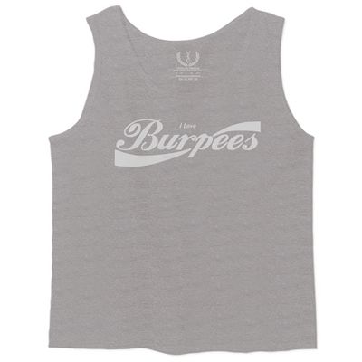 0136. Workout Graphic I Love Burpees Gym Lift Fitness Men's Tank Top (Light Gray Small)