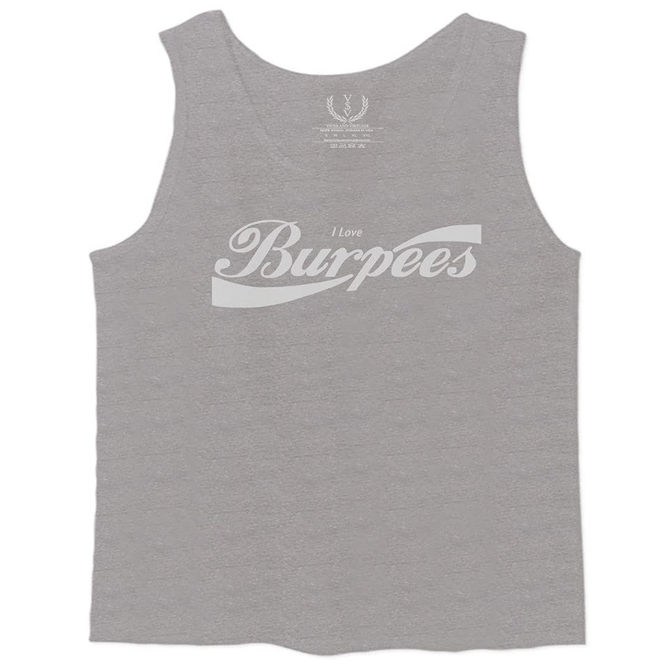 0136. Workout Graphic I Love Burpees Gym Lift Fitness Men's Tank Top (Light Gray Small)