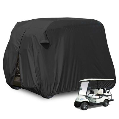 moveland 4 Passenger Golf Cart Cover Outdoor Accessories|Waterproof Dust, Extra PVC Coating Custom Cart Cover Compatible with EZ GO, Club Car, Yamaha(Black)