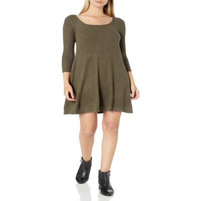 A. Byer Juniors Swing Dress, Olive, Medium