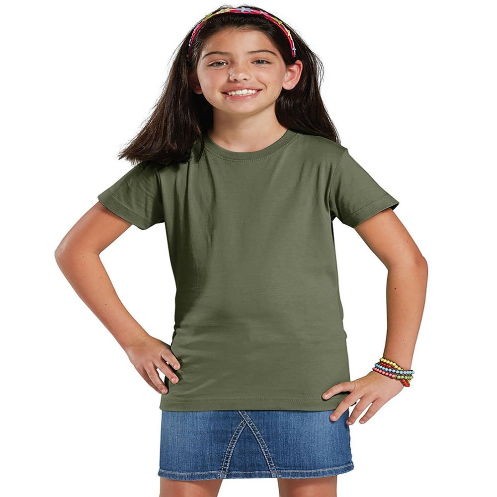 AquaGuard Girls' Big Sportswear Fine Jersey Longer Length T-Shirt, Military Green, XS