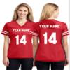 Custom Sports Jersey T-Shirt | Personalized Workout Sport Shirt for Women - Design Your Own Team Name & Number for Football and More Red view 2