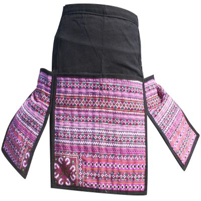 RaanPahMuang Apron or Waitress Waist Money Bag Pouch Hill Tribe Change Belt, Black Perple