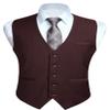 HISDERN Men's Suit Vest Business Formal Dress Waistcoat Vest with 3 Pockets for Suit or Tuxedo Brown view 1