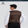 HISDERN Men's Suit Vest Business Formal Dress Waistcoat Vest with 3 Pockets for Suit or Tuxedo Brown view 3